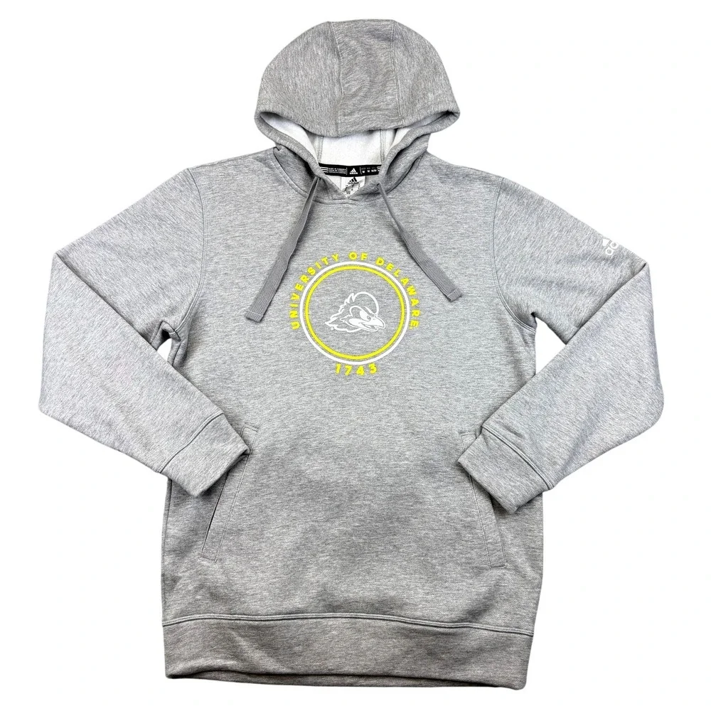 Delaware Fightin' Blue Hens Sweatshirt Mens‎ Medium Gray NCAA Adidas Hoodie